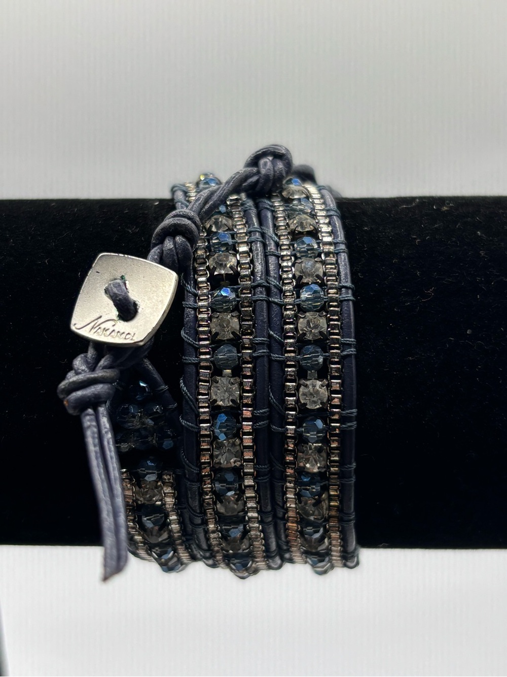 Nakamol Navy Multi-Strand Crystal Wrap Bracelet